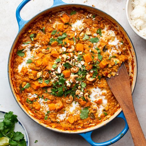 sweet potato red lentil curry pot